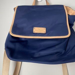 USED Kate Spade Women's Navy Blue and Cream Backpack